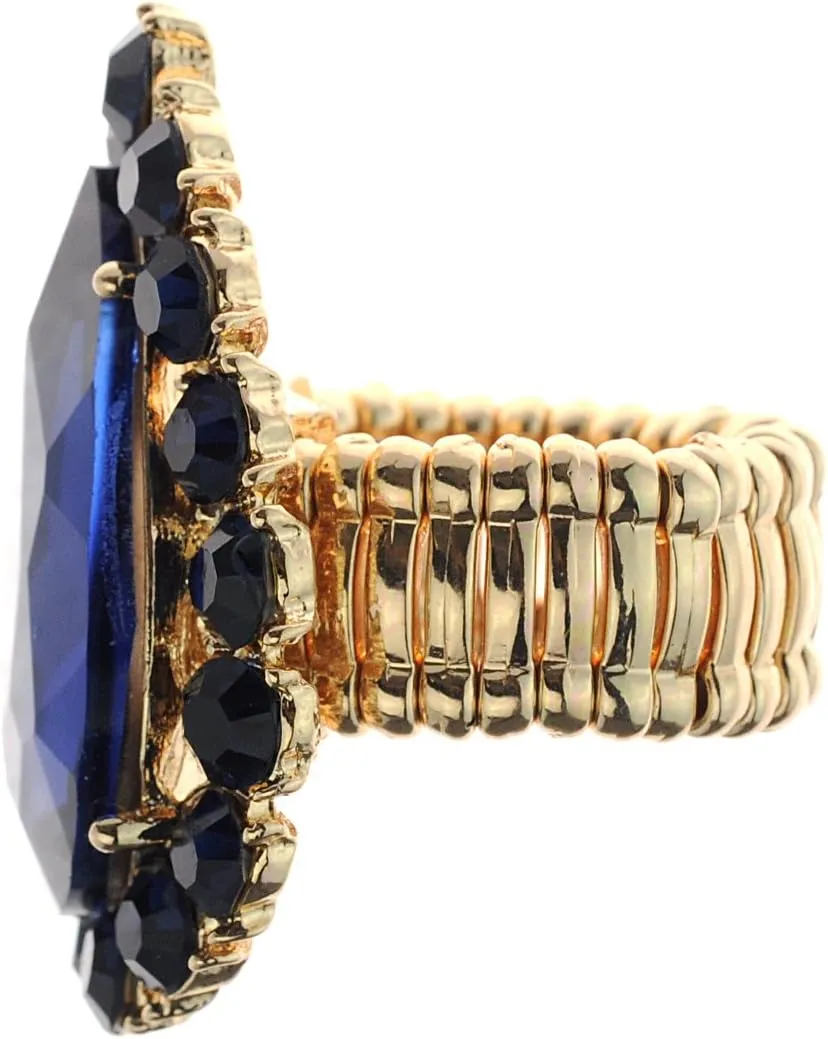 NYFASHION101 Women's Teardrop Stone Studs Fashion Stretch Ring