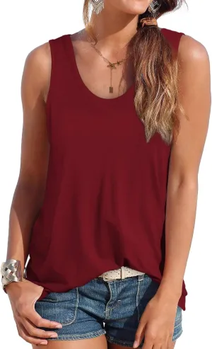OFEEFAN Womens Tank Tops Sleeveless Scoop Neck Loose Fit Summer Clothes