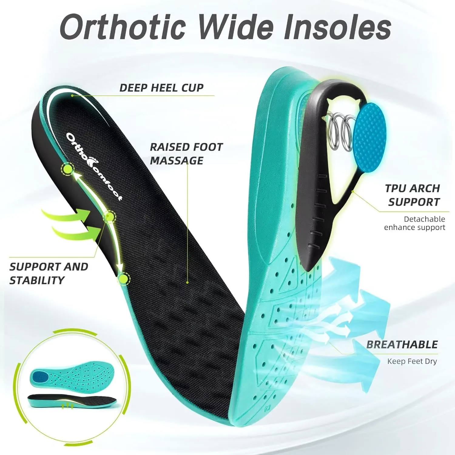 OrthoComfoot Men's Orthopedic Diabetic Wide Walking Shoes: Comfortable Plantar Fasciitis Fashion Sneakers with Arch Support for Swollen, Casual Hammer Toes Shoes for Foot and Heel Pain Relief