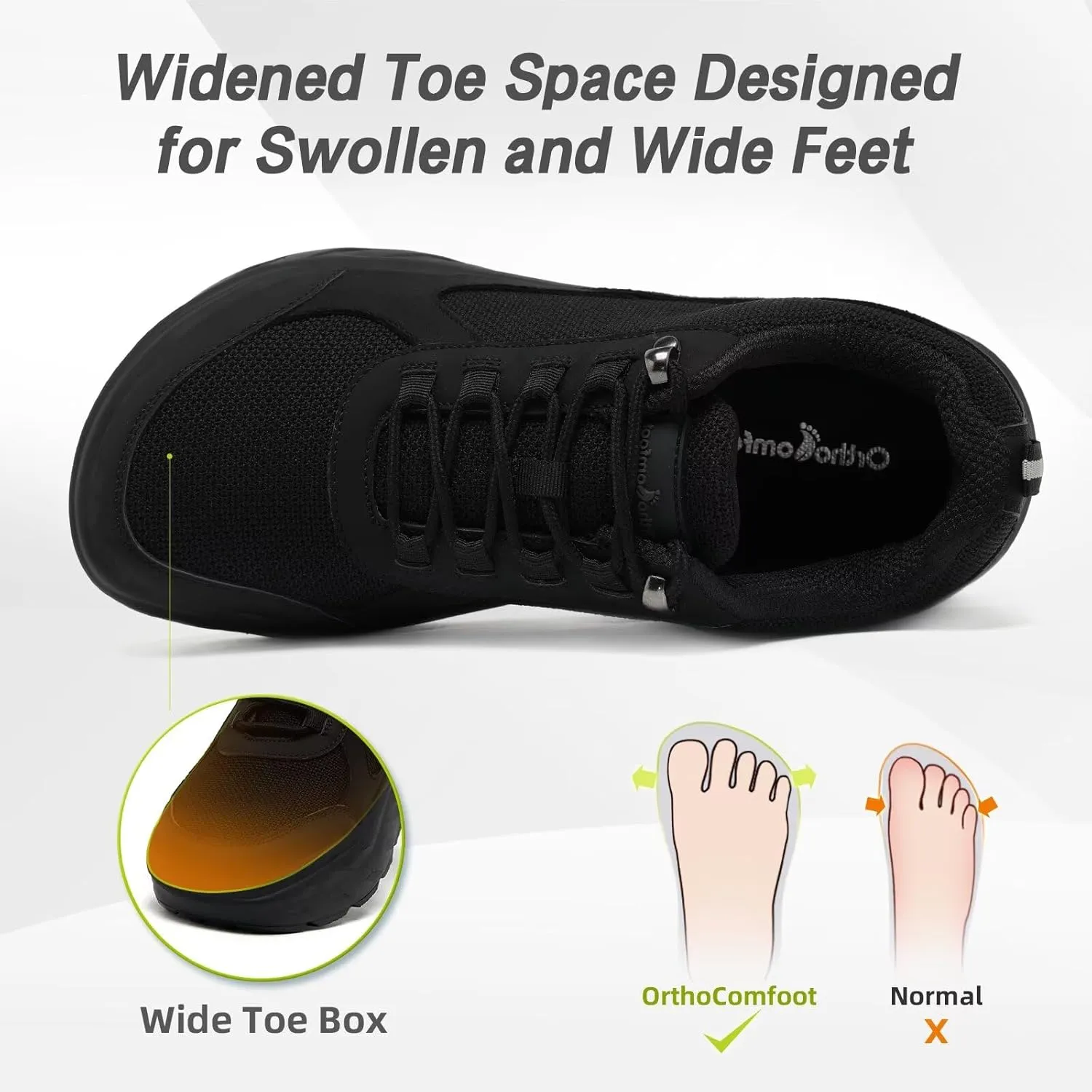 OrthoComfoot Men's Orthopedic Diabetic Wide Walking Shoes: Comfortable Plantar Fasciitis Fashion Sneakers with Arch Support for Swollen, Casual Hammer Toes Shoes for Foot and Heel Pain Relief
