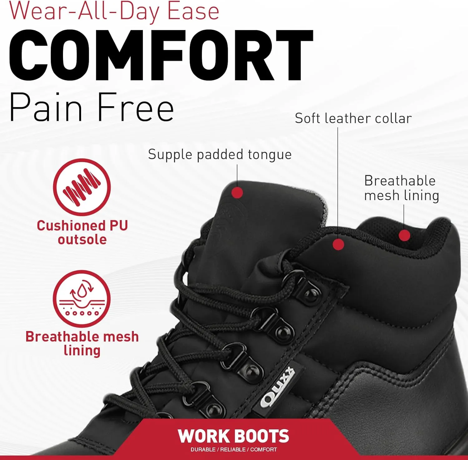 OUXX Men's Composite Toe Work Boots, ASTM F2413-18 Safety Shoes, Slip-Resistant Boot,Comfortable Work Shoes for Men (OX4501)