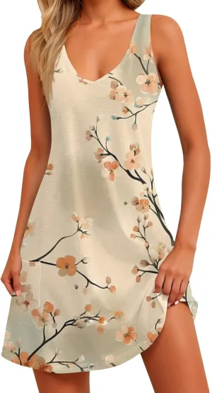 Party Tanks Tunic Sundress for Women Fashion Summers Print Cozy Dress Lady Baggys