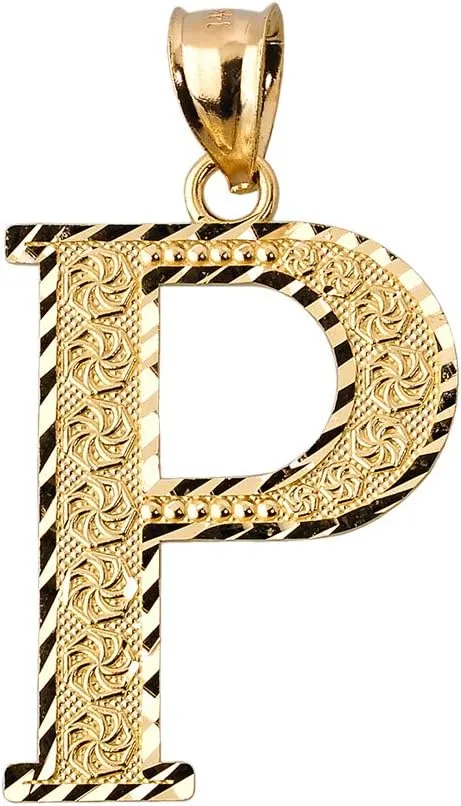 Personalized 10k Yellow Gold Initial Letters A-Z Charm Pendant