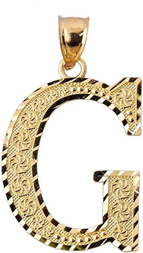 Personalized 10k Yellow Gold Initial Letters A-Z Charm Pendant