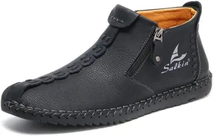 Phanile Mens Walking Shoes, Arch Support & Breathable and Light & Non-Slip Shoe, Outdoor Comfy Casual Waterproof Walking Shoe, Handmade Orthopedic Sneakers