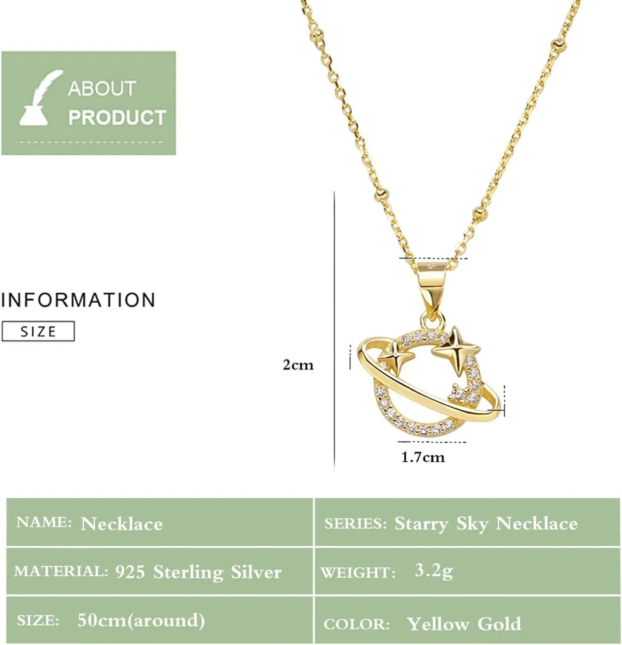 Planet Pendant Lady Girl Starry Necklace Faux Pearl Cz Necklace-Net Red Luxury S925 Sterling Silver Plated 18k Gold Saturn Planet Fashion Jewelry