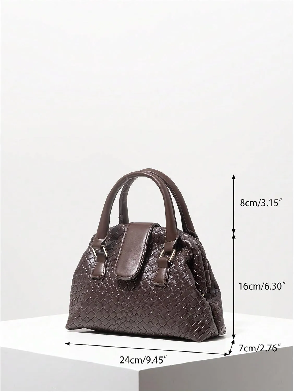QWINEE Women's Woven Handbag Vintage Faux PU Leather Braided Purses Top Handle Satchel Retro Tote Bags Elegant Clutch