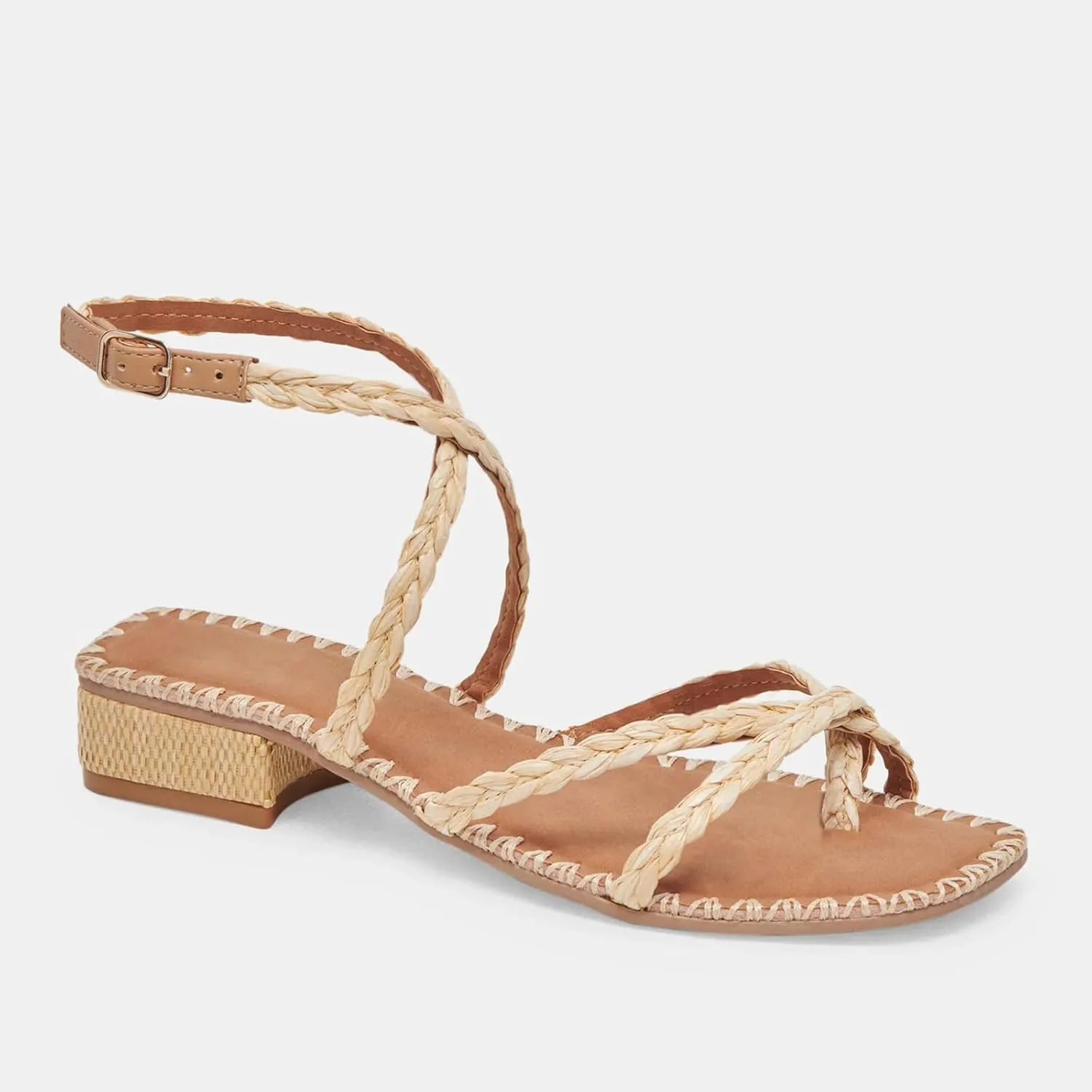 Raffia Heeled Sandals for Women Square Open Toe Chunky Heels Strappy Sandals Dressy Casual Straw Woven Beach Flip Flops Sandals