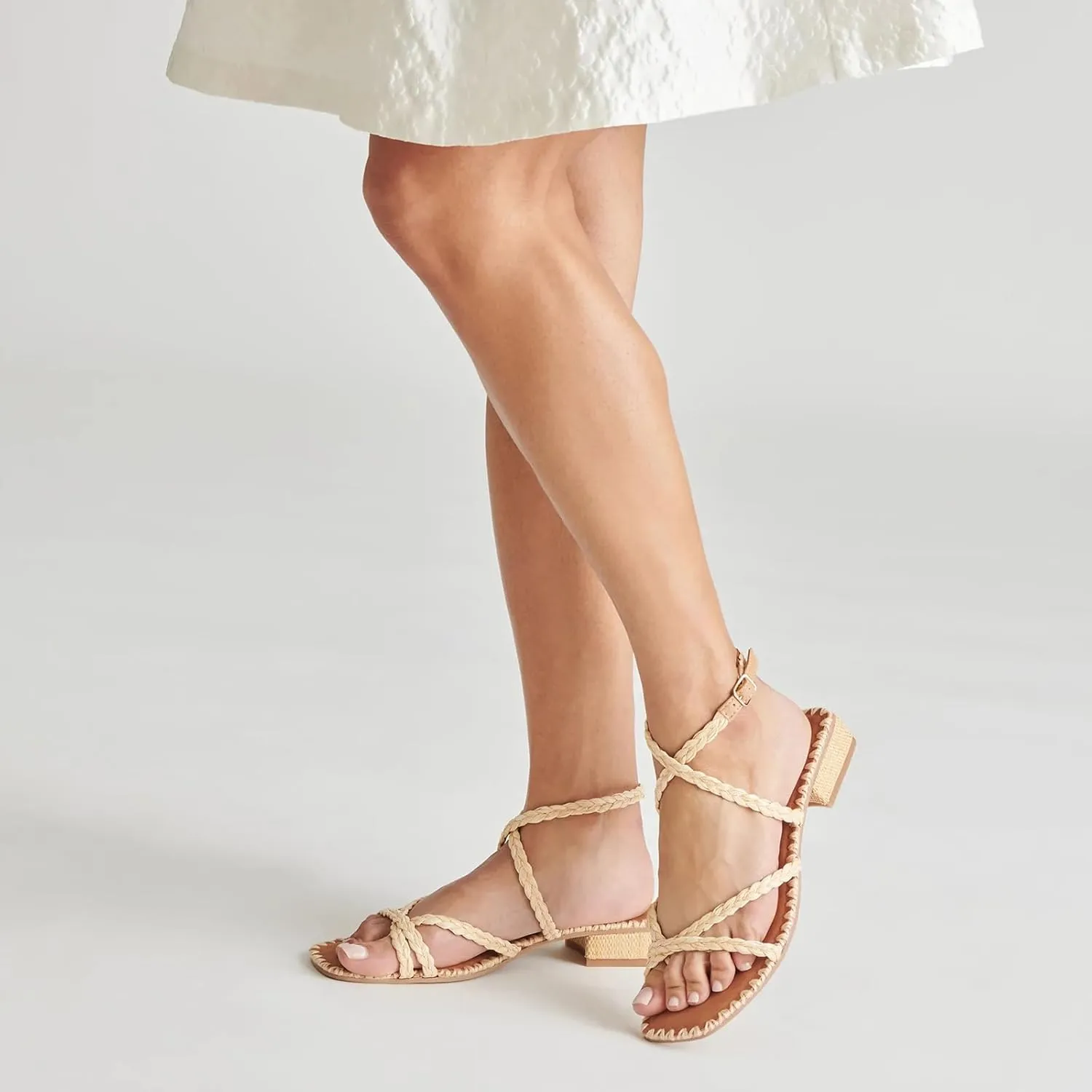 Raffia Heeled Sandals for Women Square Open Toe Chunky Heels Strappy Sandals Dressy Casual Straw Woven Beach Flip Flops Sandals