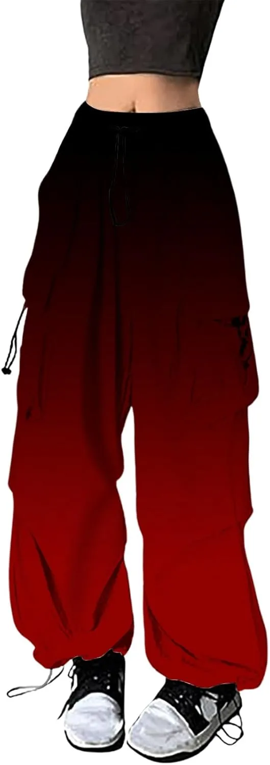Rain Pants Women's Baggy Cargo Pants Y2k Relaxed Clothing Fit Low Waist Simple Hip Hop Cargo Pants with Multi-Pocket