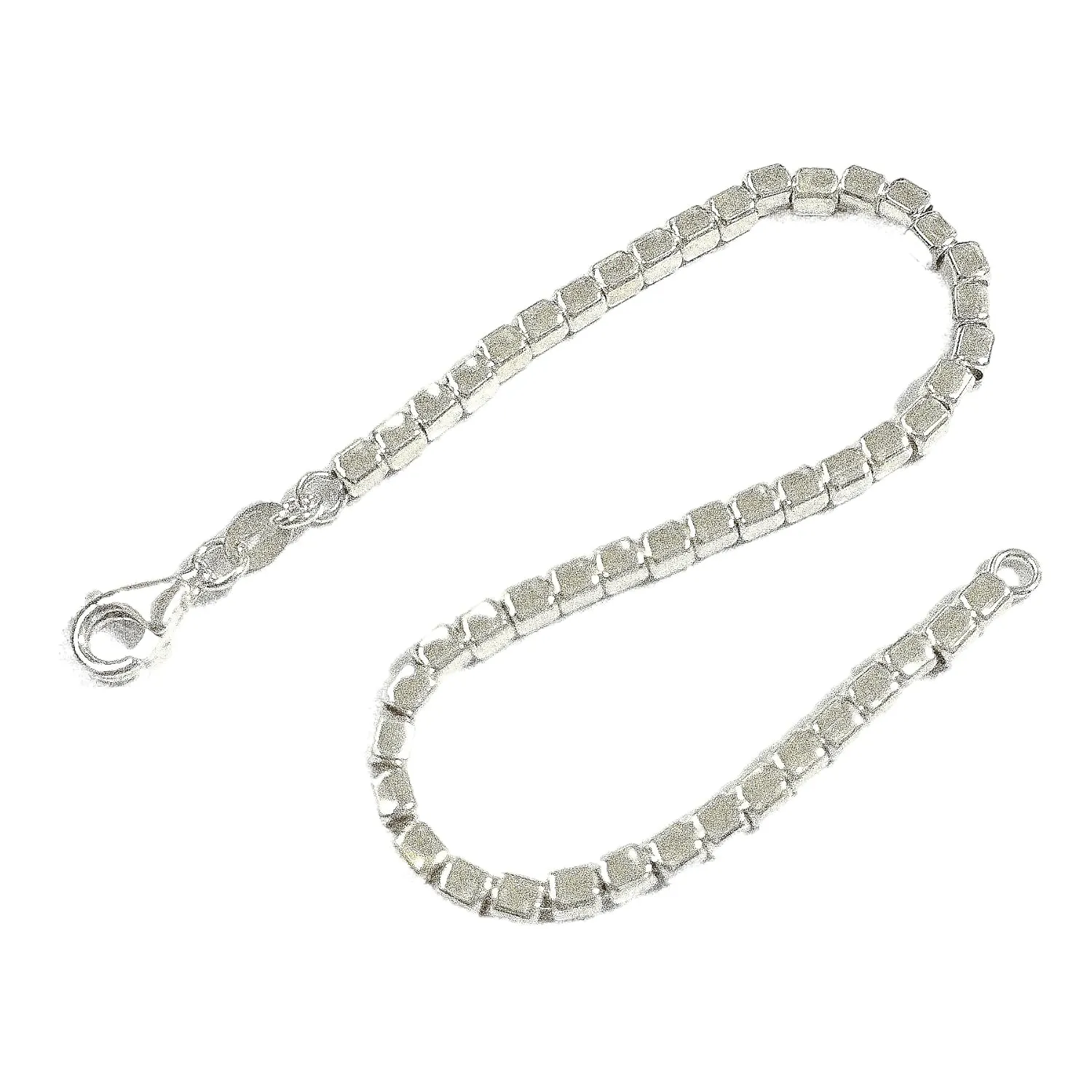 Real 925 Sterling Silver 3mm Cube Beads Beaded Anklet Ankle Bracelet Strung on Sterling Silver Chain. Custom Handmade to Your Size by BalliSilver. (10" - 25cm)