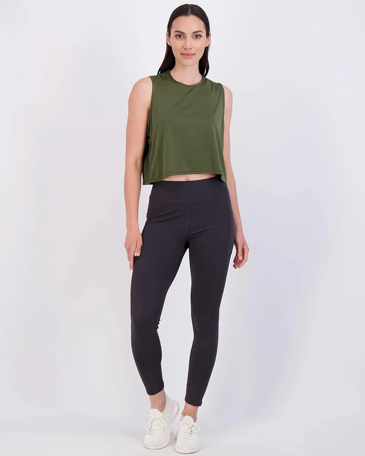 Real Essentials 5 Pack: Women's Dry Fit Crop Summer Tank Top - Gym Yoga Workout Sports Tee (Available in Plus Size)