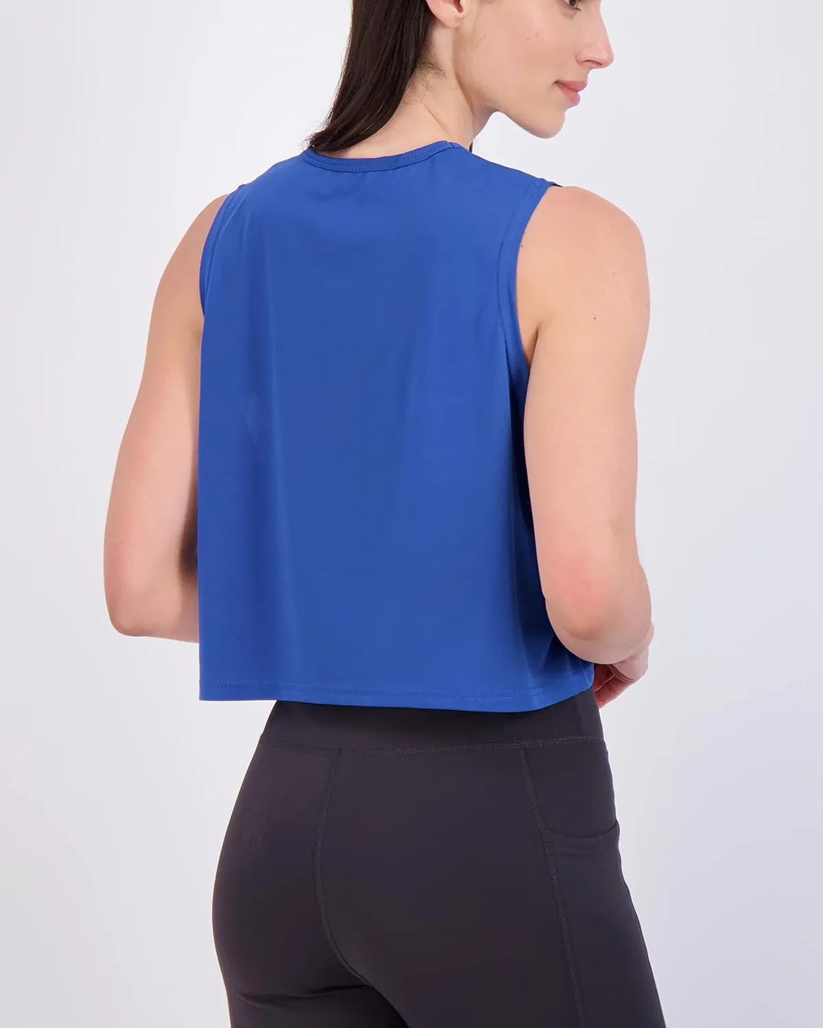 Real Essentials 5 Pack: Women's Dry Fit Crop Summer Tank Top - Gym Yoga Workout Sports Tee (Available in Plus Size)