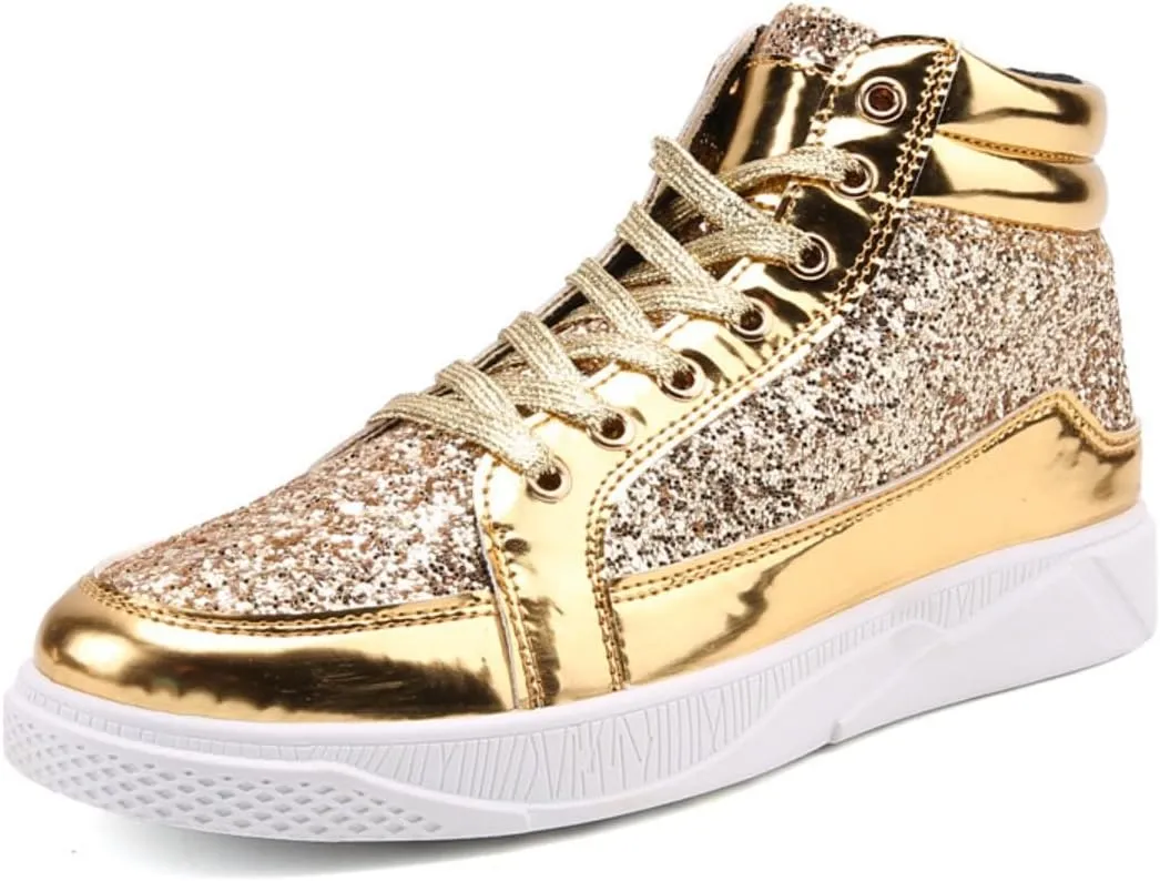 Reflective Sequin High Top Skateboard Shoes for Women Anti Slip Wear Resistant Casual Fashion Sneakers for Outdoor Walking Running Hiking and Festival Style