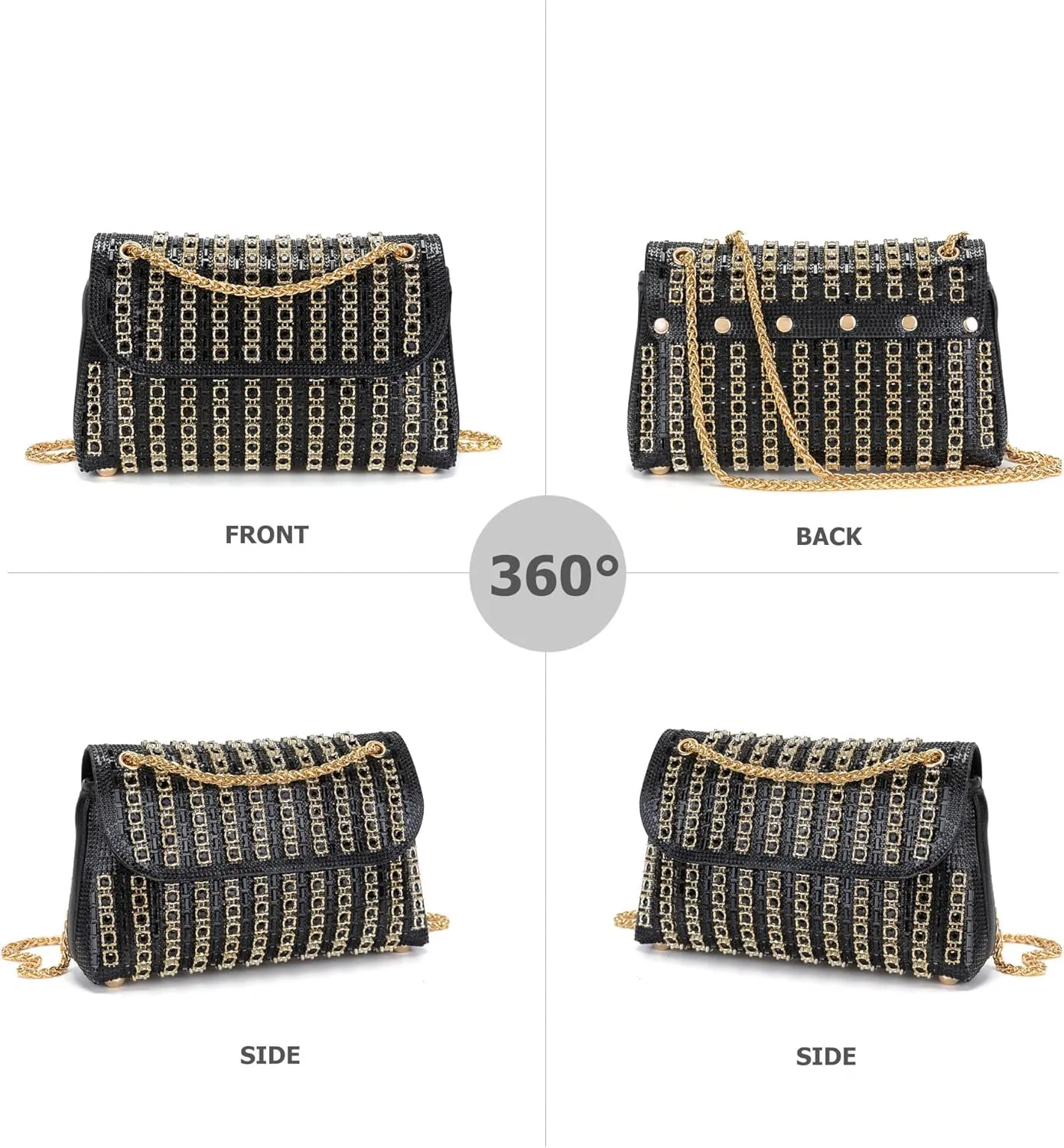 Rhinestones Clutch Purses for Women Chain Shoulder Bags Sparkly Evening Bags for Cocktail Prom Party Wedding