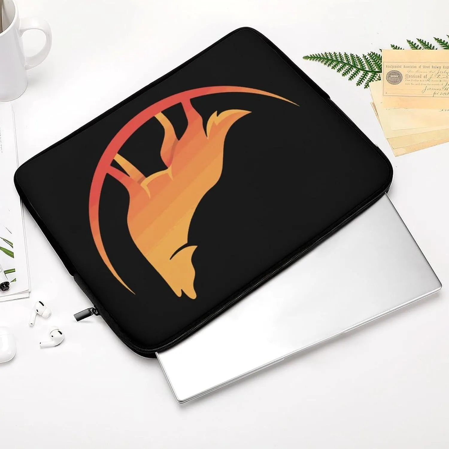 Roaring Wolf Half Moon Personalized Laptop Bag Business Casual Laptop Case Slim Computer Bag Briefcase