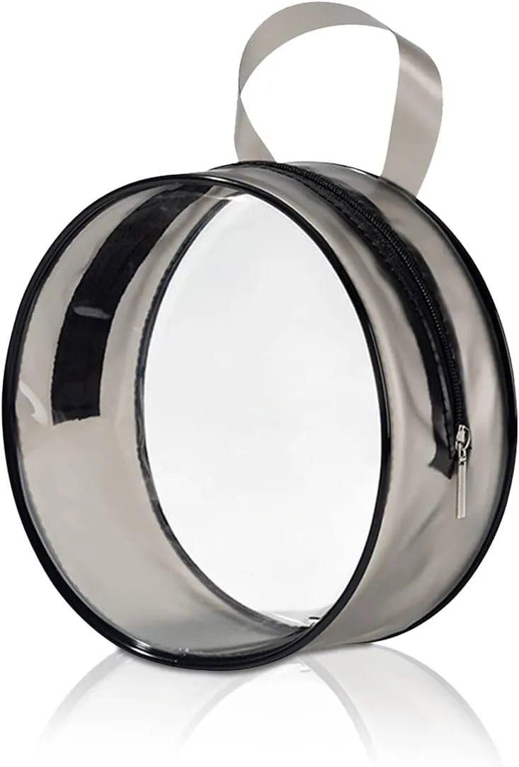 Round Transparent Cosmetic Bag Organizer, Clear Toiletry Carry Pouch with Zipper, Waterproof Makeup Bag Portable for Women Bathroom Travel (Round)