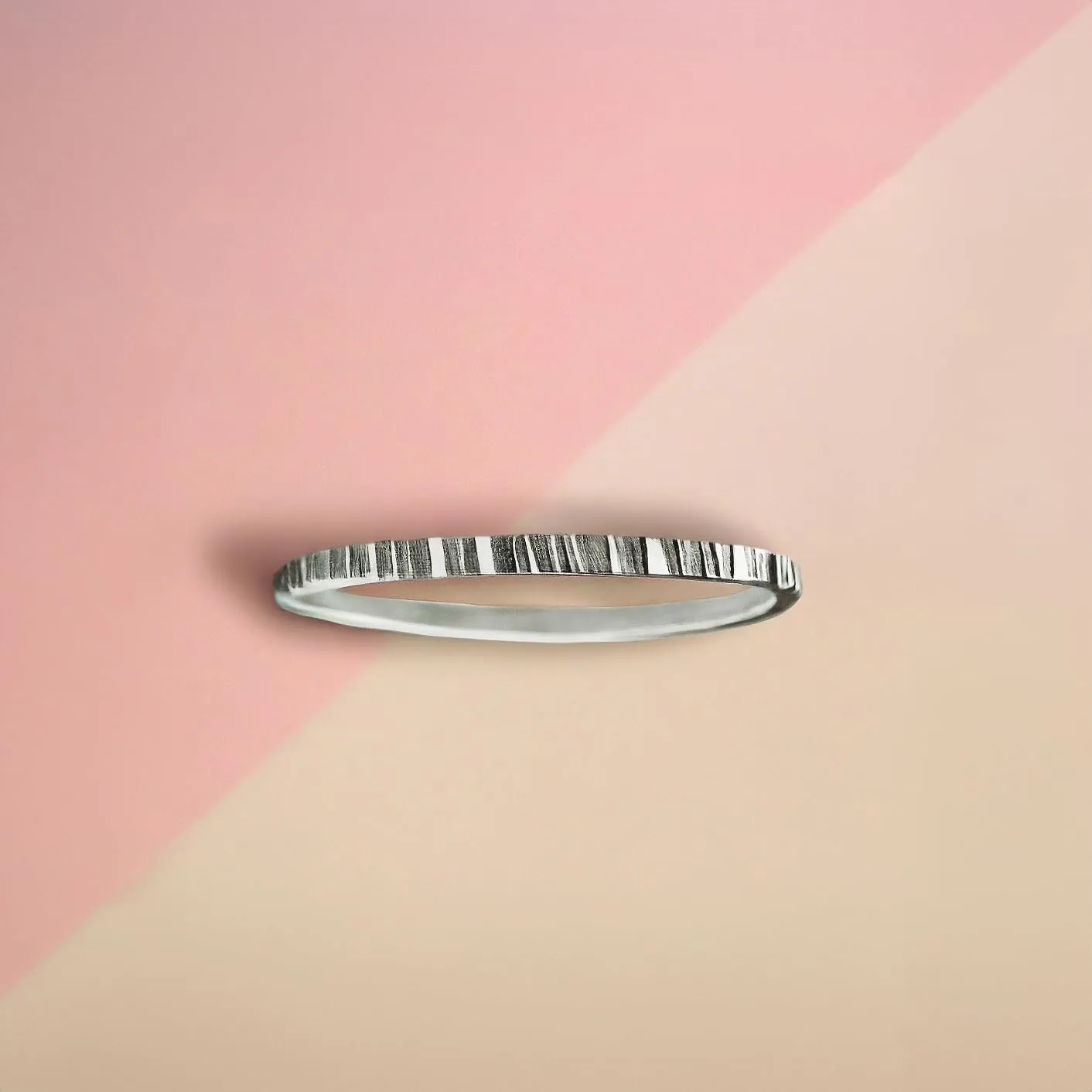 Rugged Stacking Rings | Silver, Gold, or Rose Gold | Lined Hammered Stackable Ring Bands (9.5, Sterling Silver)