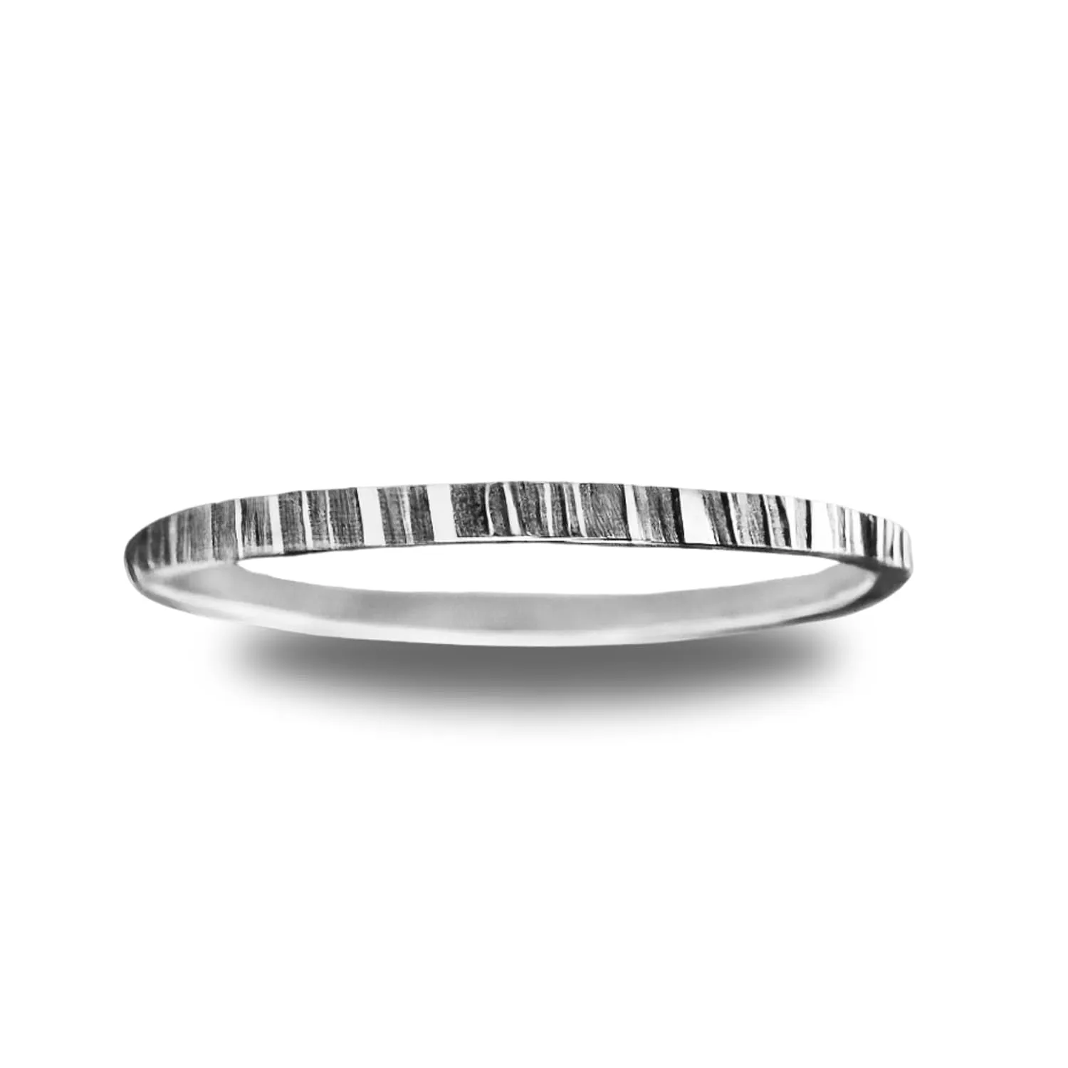 Rugged Stacking Rings | Silver, Gold, or Rose Gold | Lined Hammered Stackable Ring Bands (9.5, Sterling Silver)