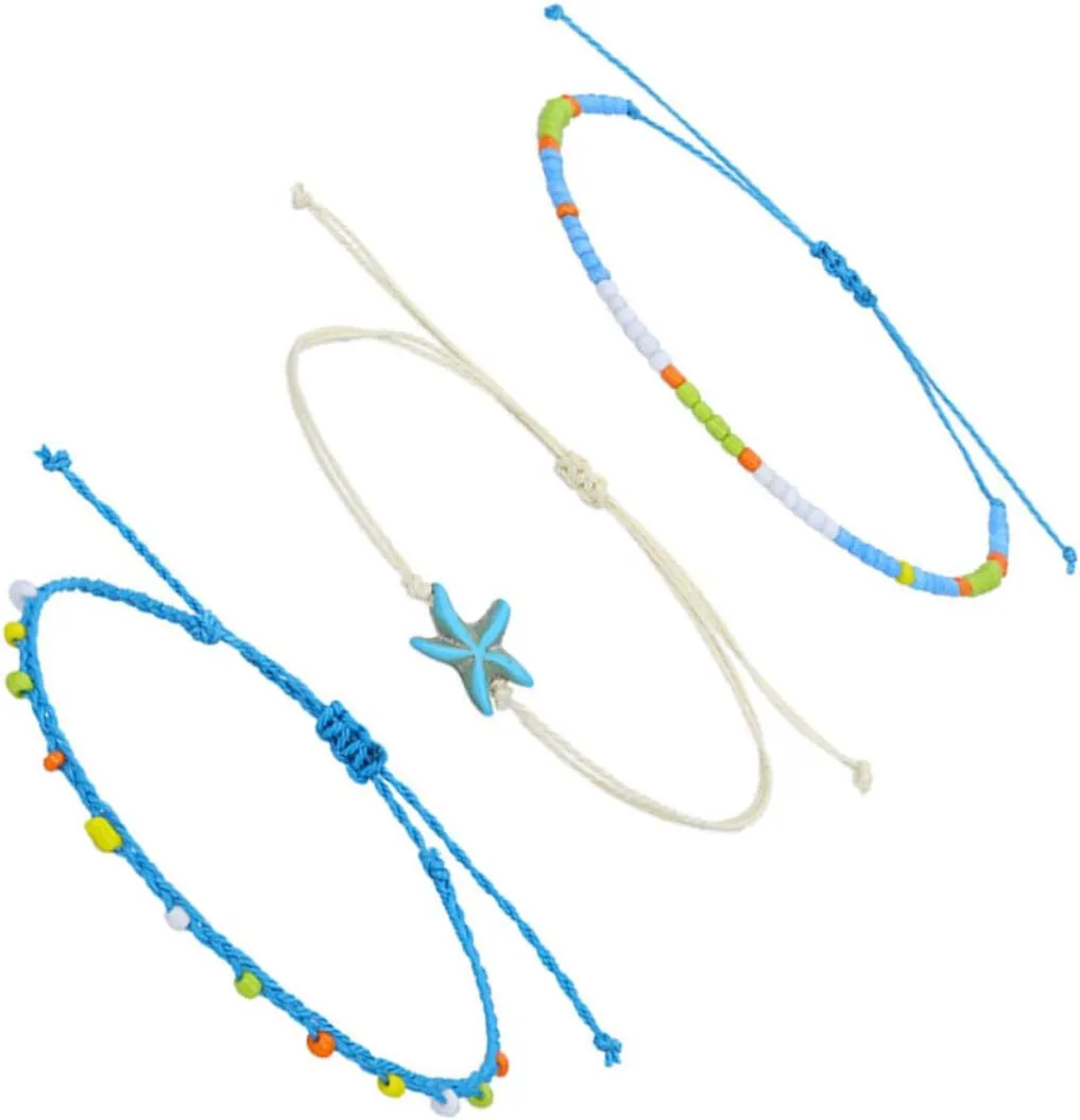 SAFIGLE Fashionable Anklet Set Pcs Ankle Chain Bracelet Waxed Thread Style for Women for Giving