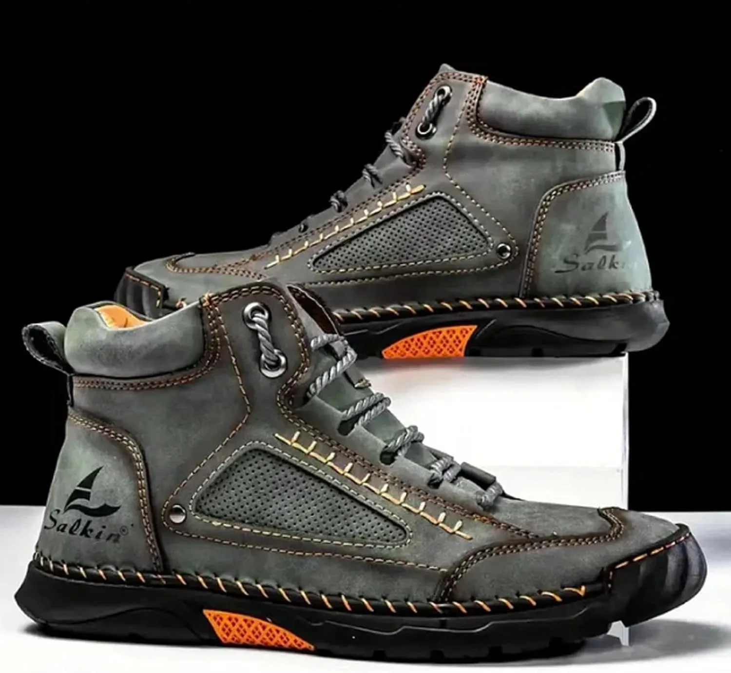 Sawbehind Men's Waterproof Handmade Leather Boots  Comfortable, Arch Support & Spacious Toe Box for Outdoor Adventures