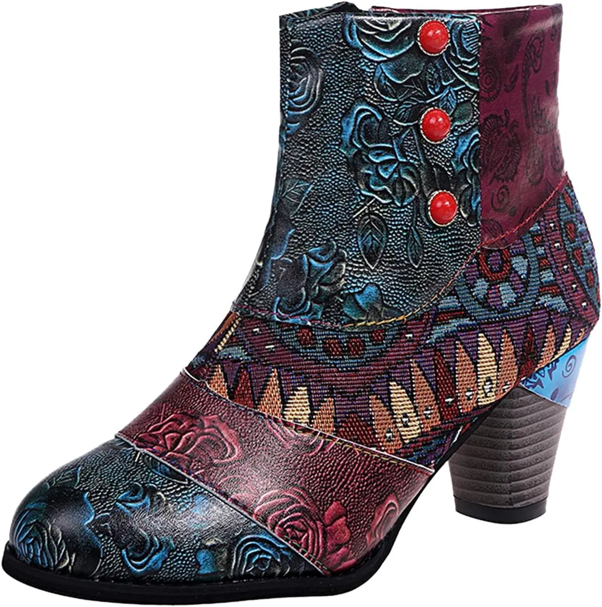 SBGMoSJ Ankle Boots Men Western High Heels Ankle Boots for Women Womens Black Dress Boots Ankle Wide Ankle Booties Women's Ankle Boots Blue Leather