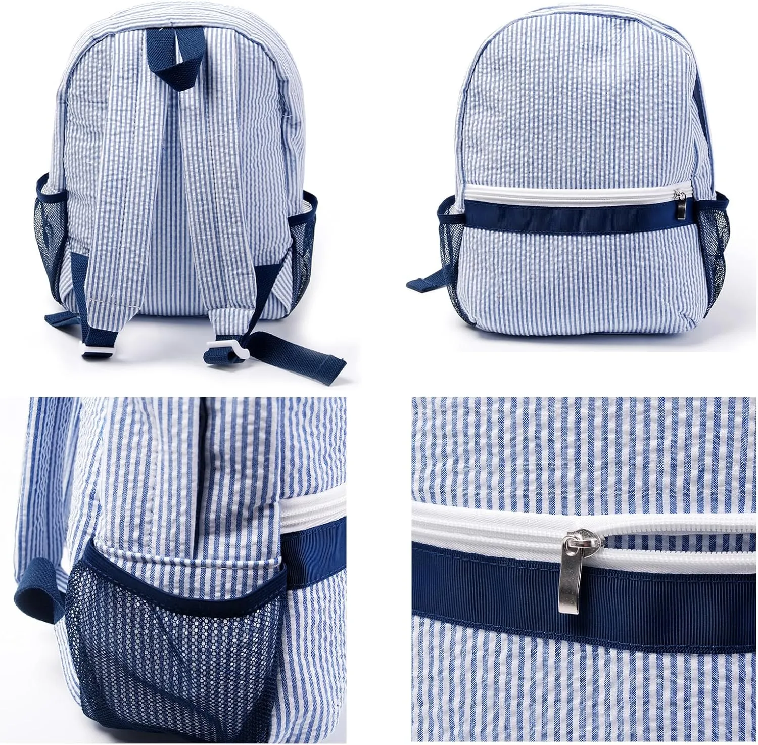 seersucker backpack, seersucker lunch box, personalized seersucker backpack, boy birthday gift, diaper bag, Off-white, backpack