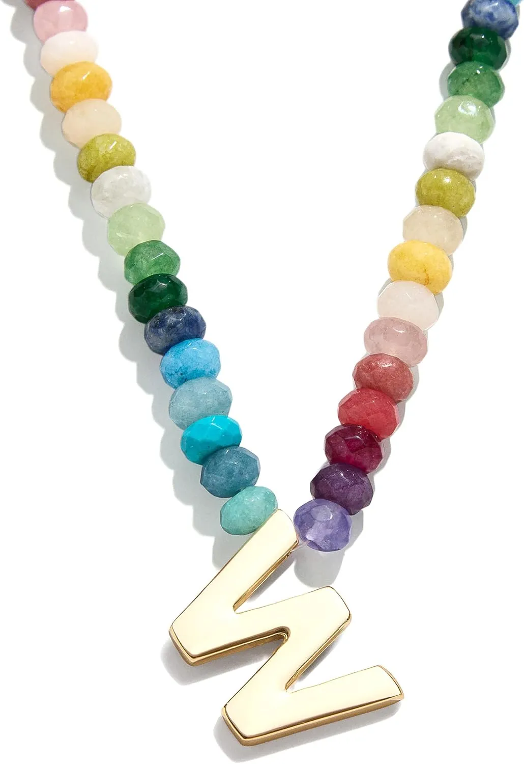 Semi-Precious Block Initial Necklace