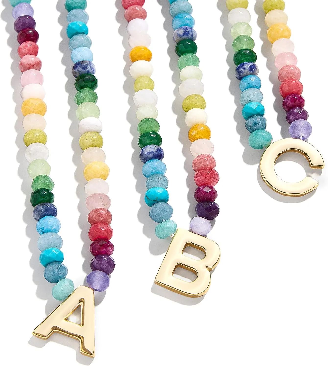 Semi-Precious Block Initial Necklace