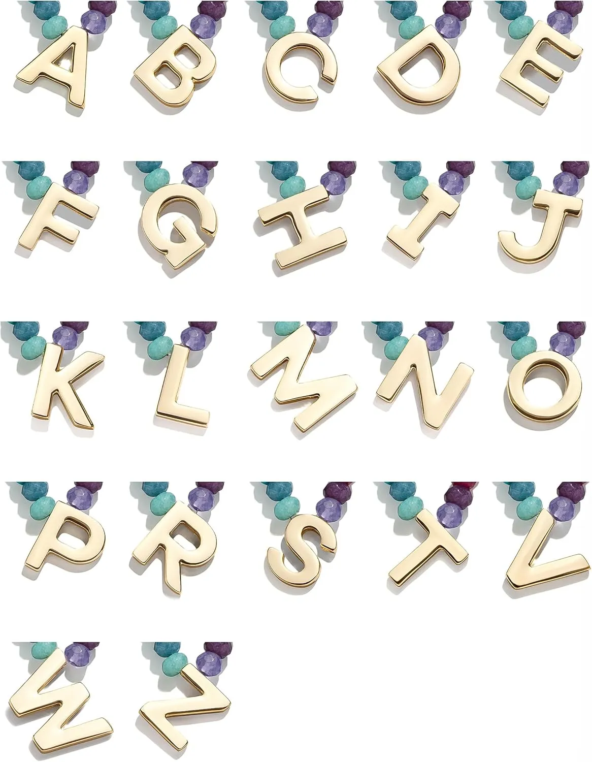 Semi-Precious Block Initial Necklace