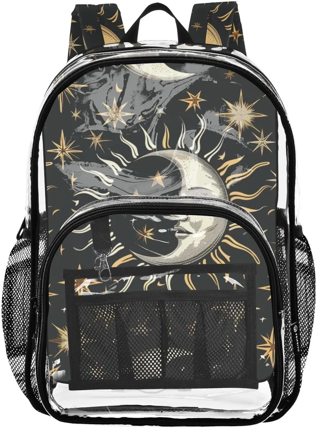 senya Transparent School Bag Witchcraft Half Moon Travel Backpack With Water-Resistant PVC Plastic Clear Bagpack