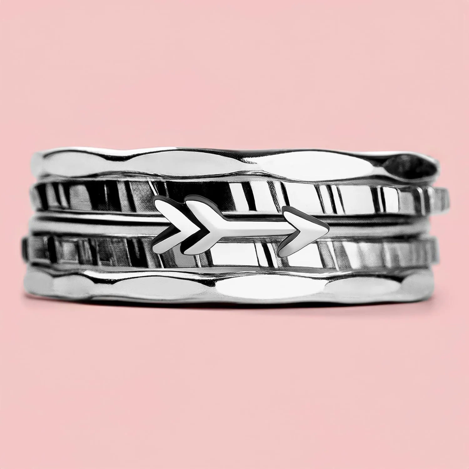 Set of 5 Thin Arrow Stacking Rings in 925 Sterling Silver for Women and Girls | Comfort Fit | USA Sizes 4-12 (7.5)