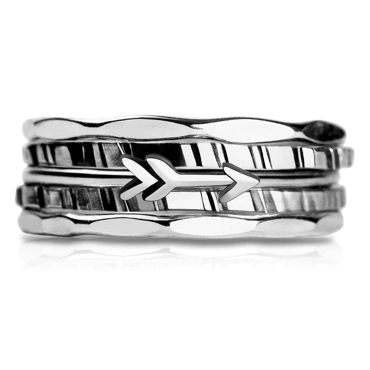 Set of 5 Thin Arrow Stacking Rings in 925 Sterling Silver for Women and Girls | Comfort Fit | USA Sizes 4-12 (7.5)