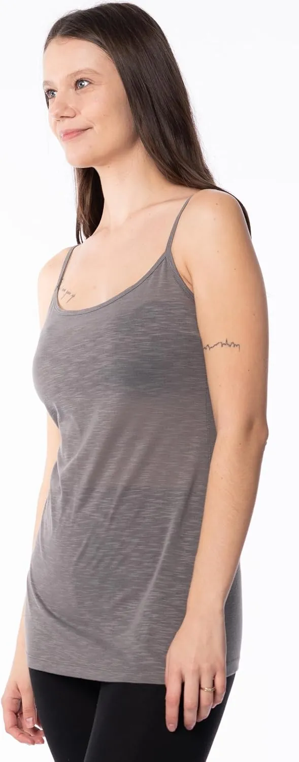Sexy Basics Women's Basic Camisole Adjustable Spaghetti Strap Semi Sheer Slub Tank Top - 5 Pack