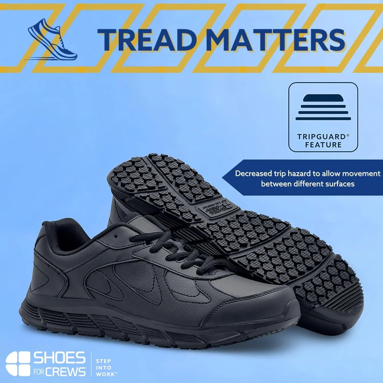 Shoes for Crews Galley II, Men's Slip Resistant Work Shoes, Water Resistant, Food Service Work Shoes, Black or White