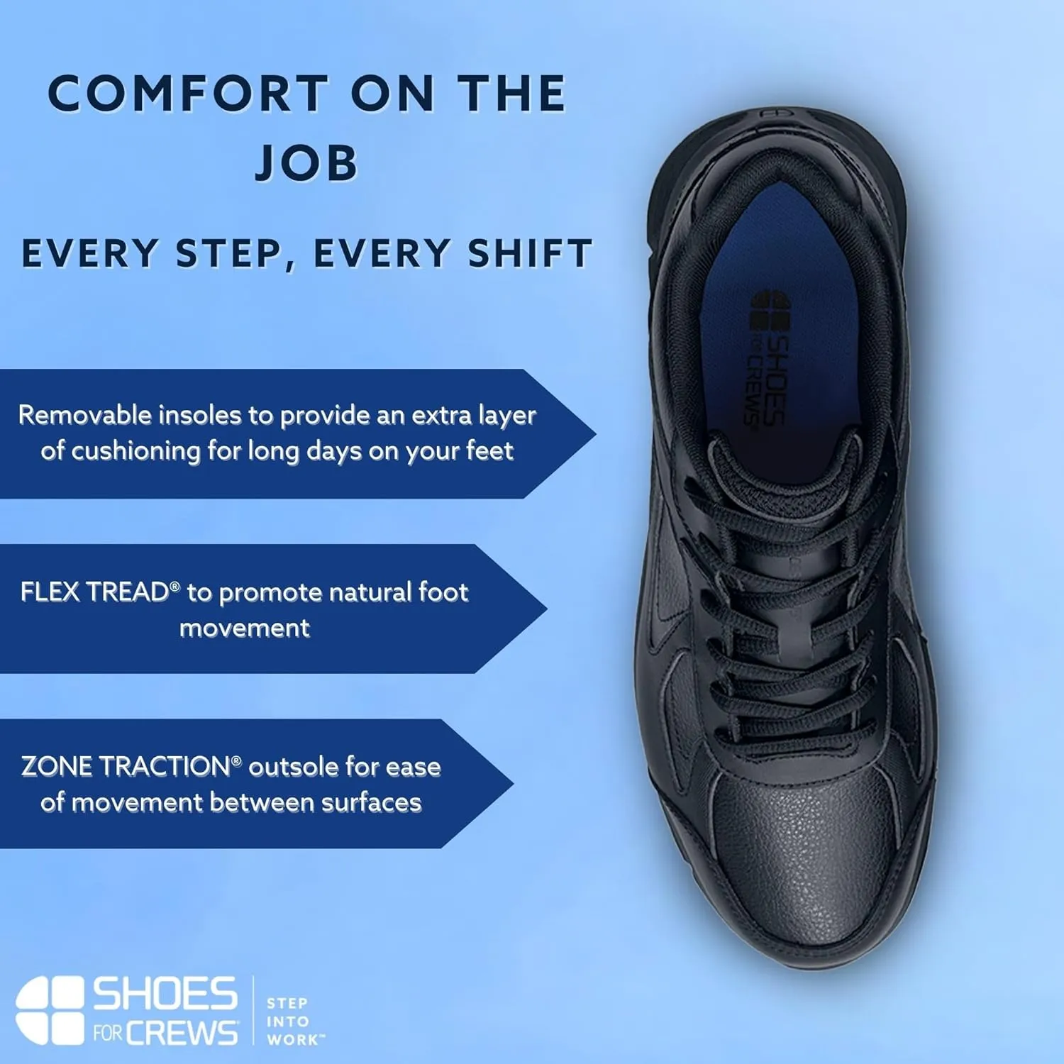 Shoes for Crews Galley II, Men's Slip Resistant Work Shoes, Water Resistant, Food Service Work Shoes, Black or White