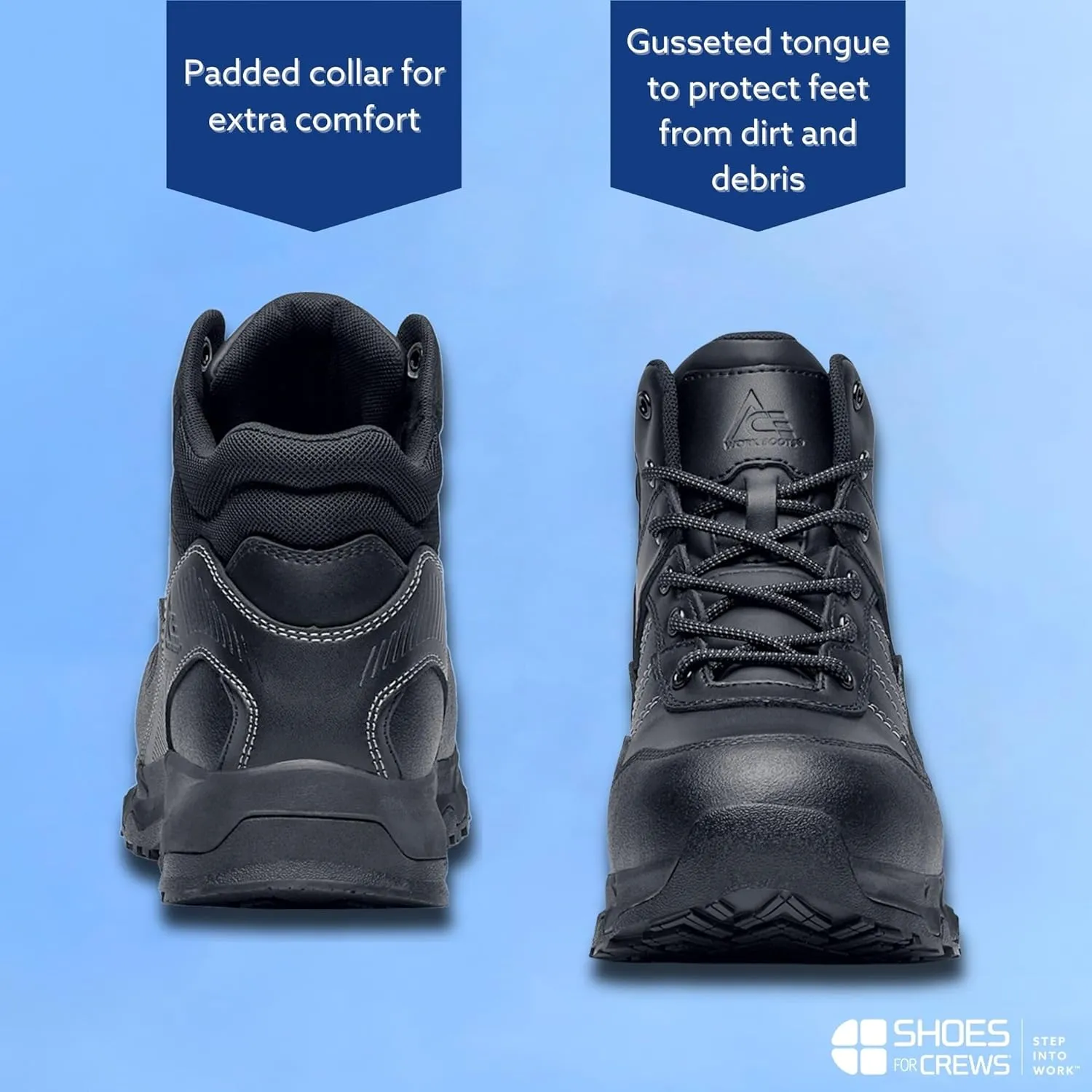 Shoes for Crews Piston Mid Aluminum Toe Unisex Work Shoe, Black