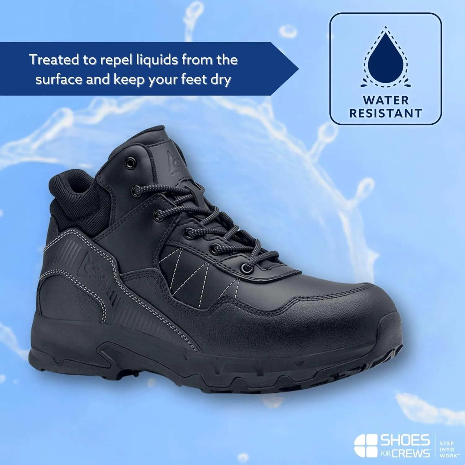 Shoes for Crews Piston Mid Aluminum Toe Unisex Work Shoe, Black