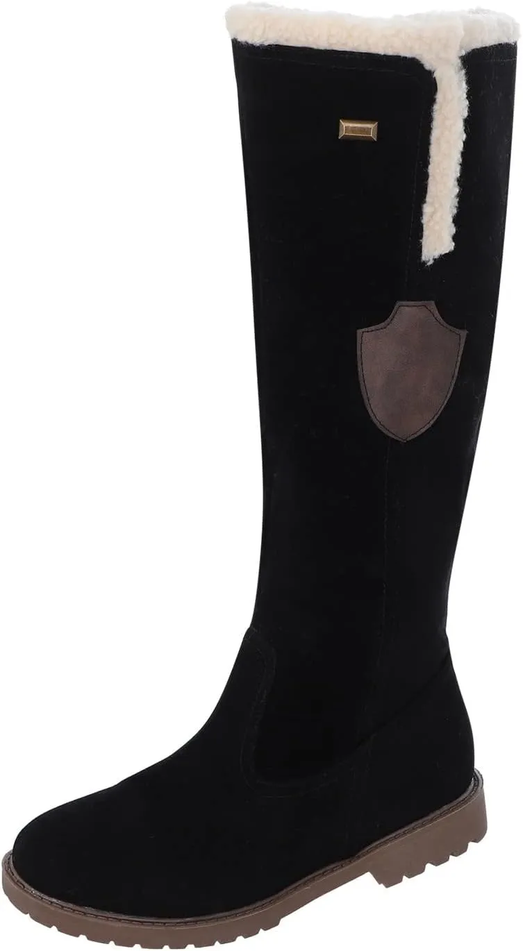 Short Winter Boots for Women Low Heel Size 9 Wide Calf Snow Boots for Woman Furry Winter Boots Boots for Winter Fashion for Women Slip on Botas De Invierno Para Mujer Con Peluche
