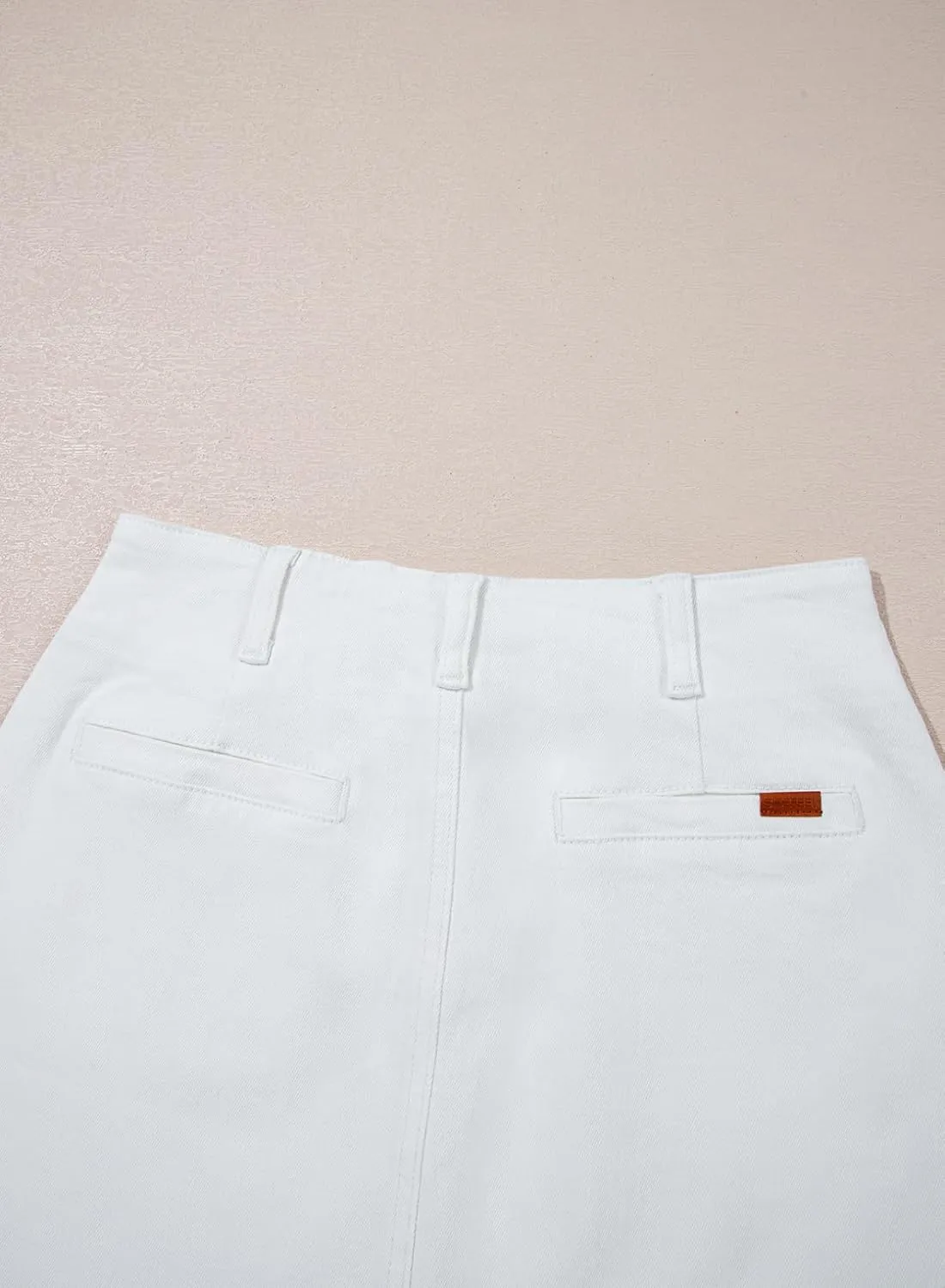 Sidefeel Women's Jean Skirt High Waist Summer Stretch Zimbaplatinum Denim Skirt Button Mini Skirt with Pockets