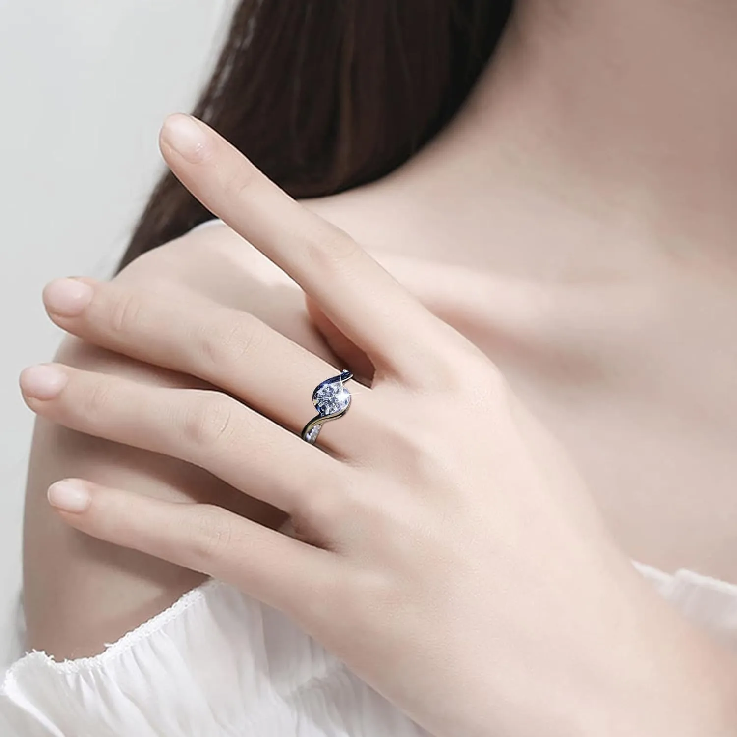 Silver Geometric Shape Super Flash Rhinestone Midi Ring, Women's Fashion Full Diamond Zircon Ring, Ladies Jewelry, Stacked Rings, Size 5-11, Silver