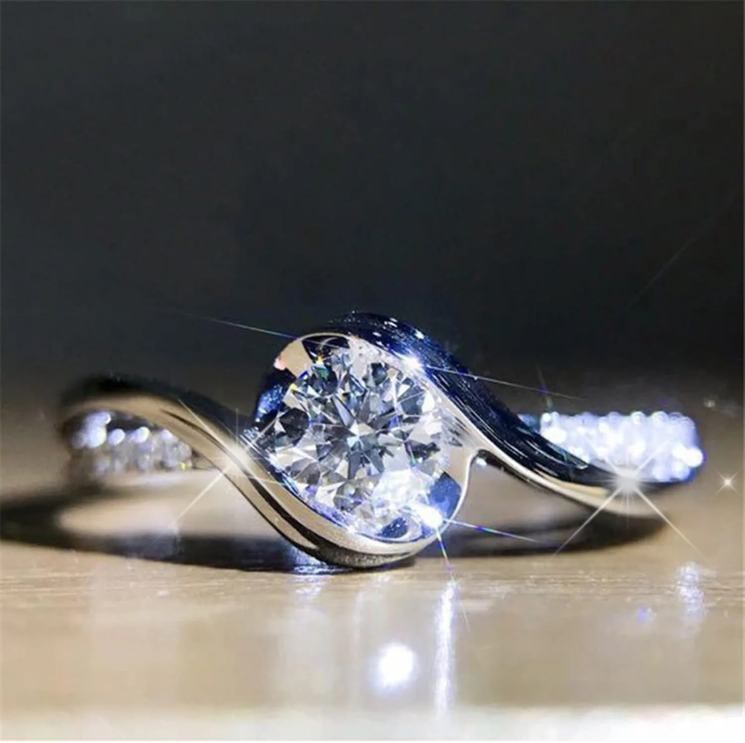 Silver Geometric Shape Super Flash Rhinestone Midi Ring, Women's Fashion Full Diamond Zircon Ring, Ladies Jewelry, Stacked Rings, Size 5-11, Silver
