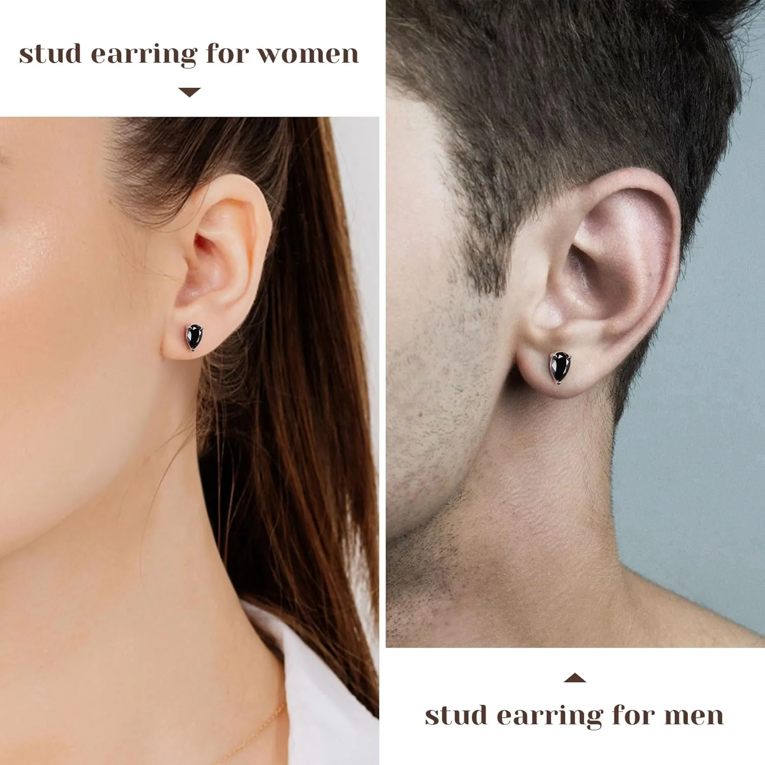 Silver/Black Moissanite Stud Earrings for Mens/Women 1-4CT Hypoallergenic Earrings 925 Sterling Silver Lab Created Diamond Round/Cushion Halo Stud Earrings