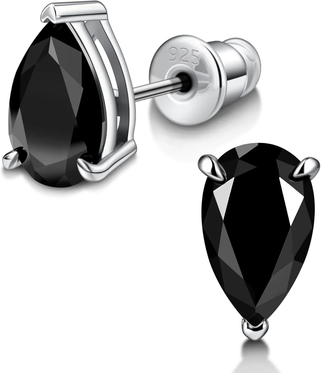Silver/Black Moissanite Stud Earrings for Mens/Women 1-4CT Hypoallergenic Earrings 925 Sterling Silver Lab Created Diamond Round/Cushion Halo Stud Earrings