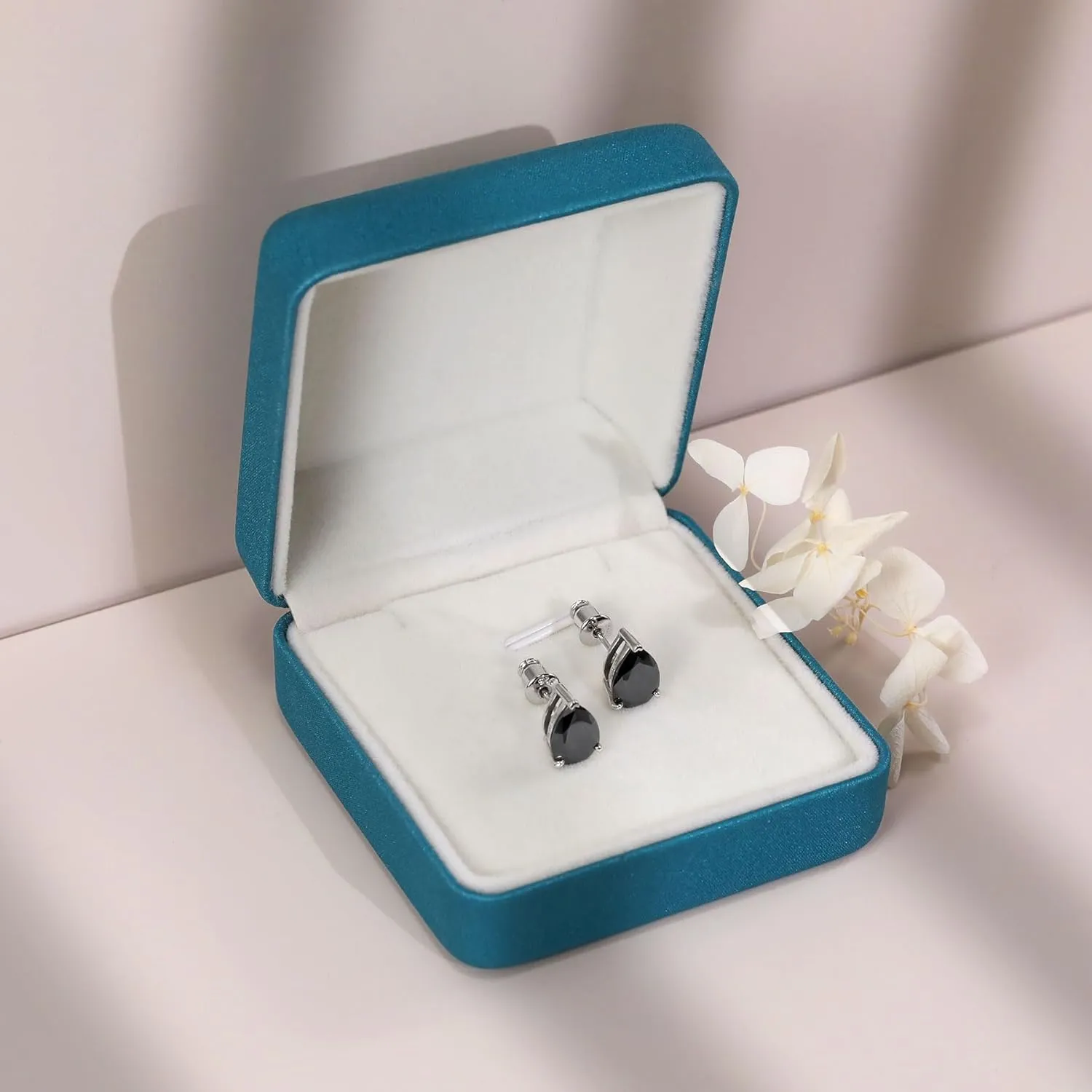 Silver/Black Moissanite Stud Earrings for Mens/Women 1-4CT Hypoallergenic Earrings 925 Sterling Silver Lab Created Diamond Round/Cushion Halo Stud Earrings