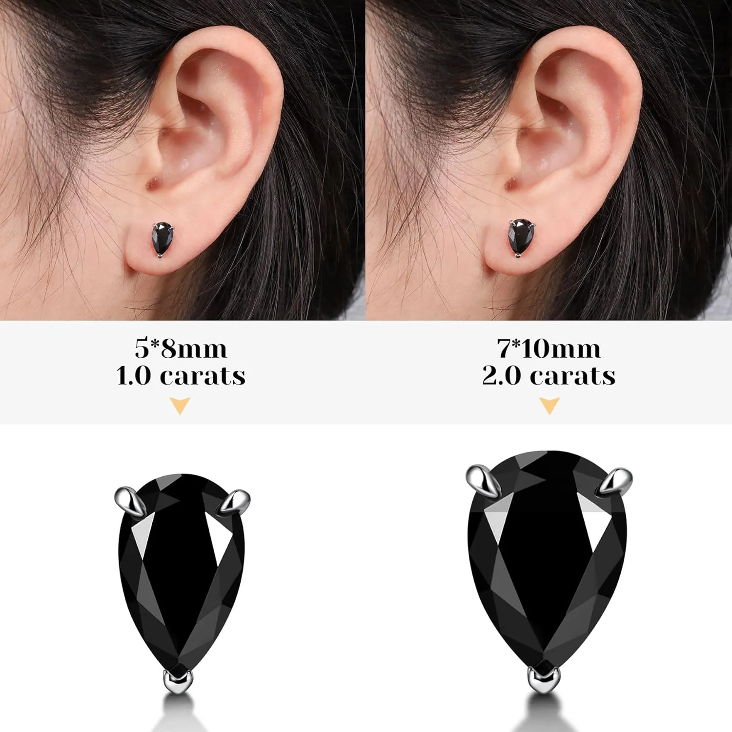 Silver/Black Moissanite Stud Earrings for Mens/Women 1-4CT Hypoallergenic Earrings 925 Sterling Silver Lab Created Diamond Round/Cushion Halo Stud Earrings