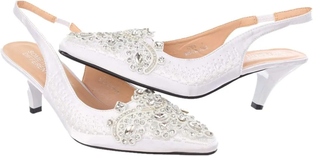 SIMPLY COUTURE Women's Low Heel Closed Toe Slingback Pumps Bowknot Comfortable Dress Shoes