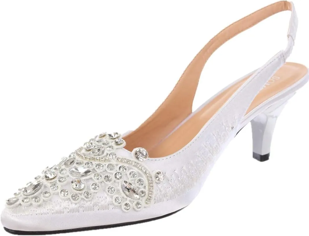 SIMPLY COUTURE Women's Low Heel Closed Toe Slingback Pumps Bowknot Comfortable Dress Shoes