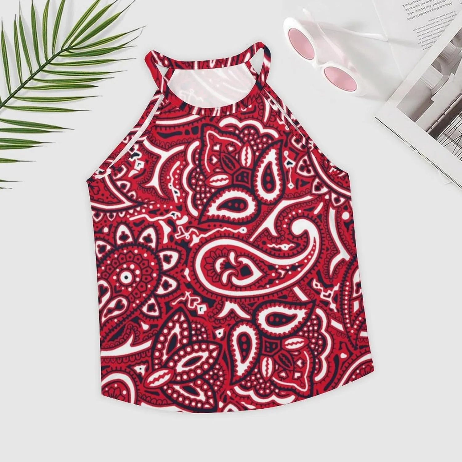 Sleeveless High Neck Tank Tops for Women, Summer Halter Camis with Soft Flowy Blouses