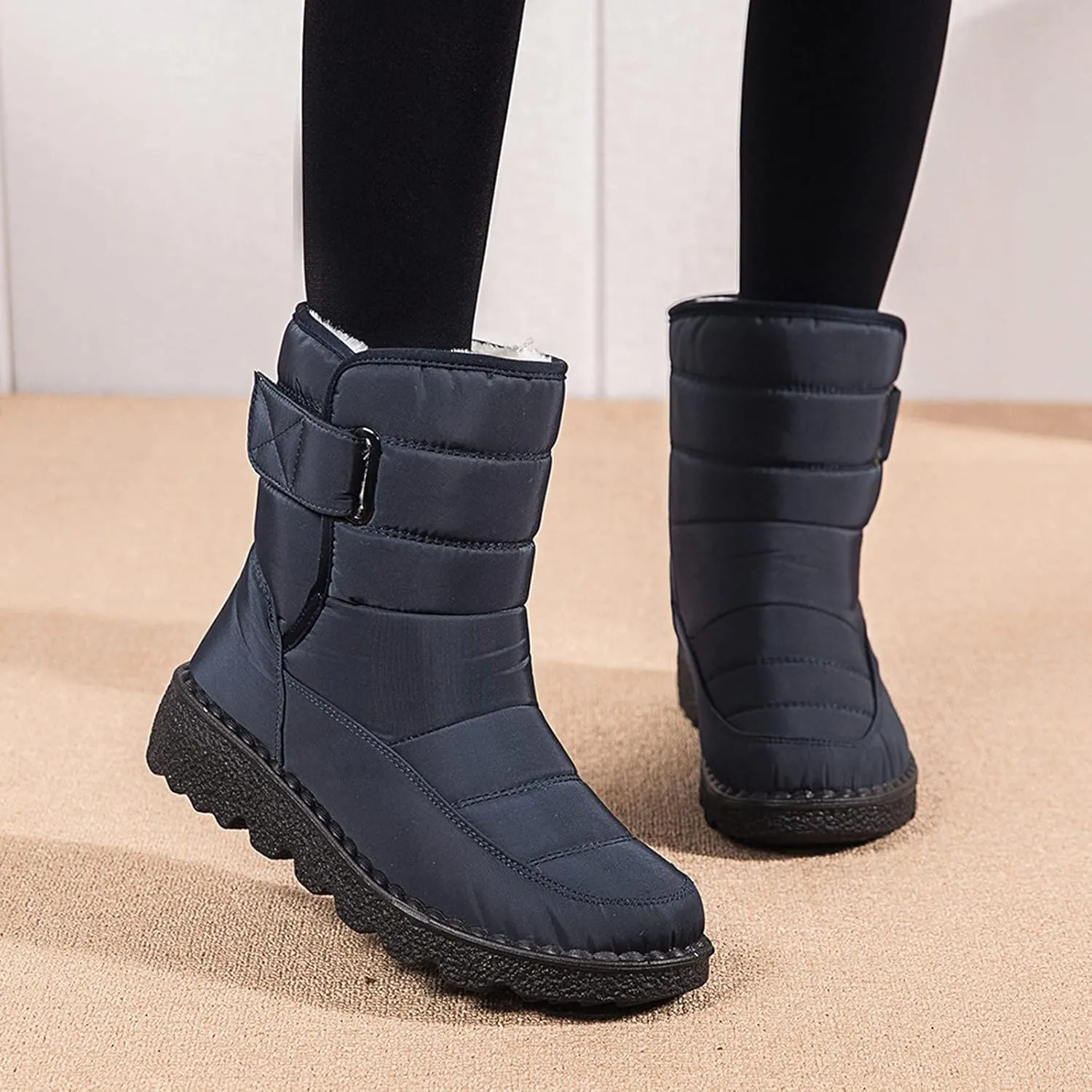 Slip on Snow Boots for Women Waterproof Insulated Ankle Snow Boots Women Slip ons Womens Slip on Winter Boots Ankle Womens Snow Shoes for Snowshoeing Womens Tall Leather Waterproof Boots